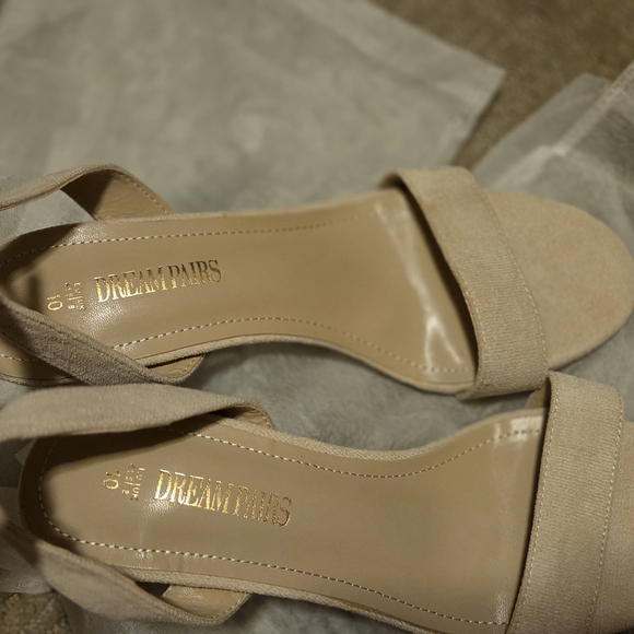 Dream Pairs Cream Heels Slingback Open Toe - Picture 3 of 7